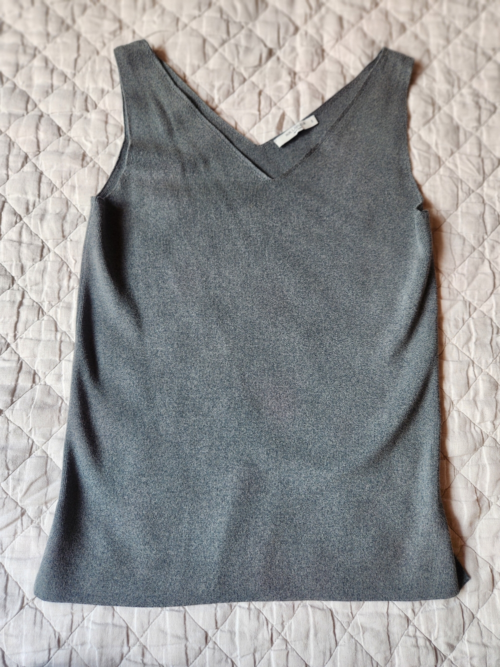 MM Lafleur Gray V-Neck Sleeveless Knit Tank